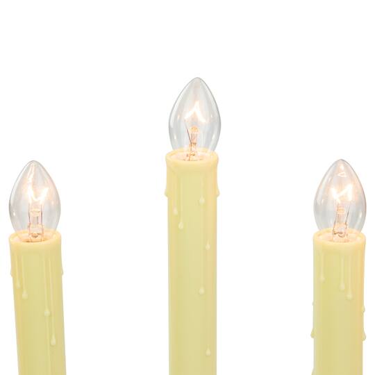 14.5" Ivory 5-Lights Christmas Chandelier on Holly Berry & Bell Base Candle Lamp